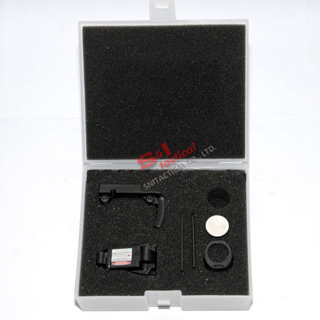 Red laser device for GLOCK and BARAK pistols with lateral groove